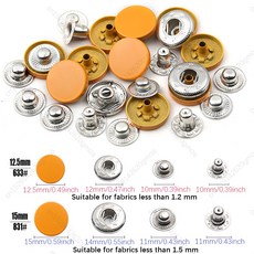 새로운 15MM 가죽 금속 패스너 듀티 대한 단추 가방에 스냅 의류 재봉 버튼 LEATHERCRAFTS 라운드 자켓 액세서리 컬러, 15mm-20S, M Yellow, 1개