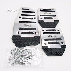 台灣出貨 汽車腳踏板改裝剎車油門離合器鋁合金屬腳踏板防滑墊不鏽鋼加厚型, 普通銀色三片裝【手動擋腳踏