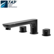 TAP 台灣製造 三件式浴缸龍頭 短版18.3cm出水管 日本進口陶瓷閥芯 三孔混合浴缸龍頭, 1個, TAP-112060MB四分