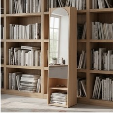 전신거울 수납장 고급 원룸 자취방 겸용 심플 서랍형, 아이보리