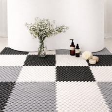 하스몰 나뭇잎 모던 퍼즐타일 미끄럼방지 욕실매트, 6개, 그레이