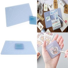 올짱 양면 미니 커팅매트 휴대용 모눈 스크래치방지 작업매트 모눈매트, 6x6cm