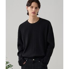 DRAW FIT 리브드 라운드넥 티셔츠 [BLACK] 211906
