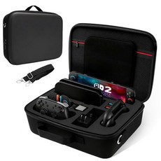 FIWWAT Carrying 케이스 for Nintendo 닌텐도 Switch 2 2025 12 Game Card Slots Large Capacity Hard Travel P, 올인원 케이스, 블랙