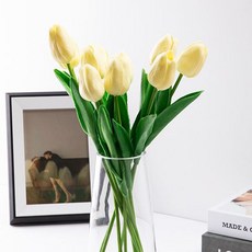 osshop 생화같은 인테리어 튤립 조화, 10개, 튤립조화 - 아이보리