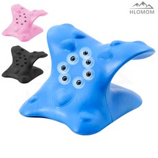 經典黑升級款頸椎舒緩枕：曲線支撐、磁石點壓、中空釋壓、頸部舒展，7顆磁石16穴位按摩, 藍色款, 1個