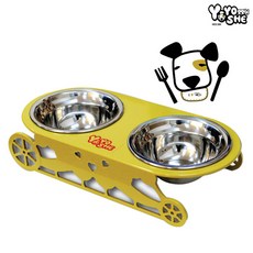 요요쉬 반려견용 2구 식기, 스테인리스, 1개