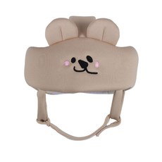 寶寶安全帽 可愛無尾熊造型 嬰幼兒學步防摔帽 柔軟透氣 可調節頭圍, 歪嘴棕熊, 1個