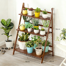 쿠리브 원목색 화분받침대 화분 정리대 다용도 수납선반, 3단, 월넛 70cm