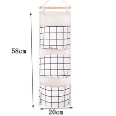 門後收納掛袋 牆掛式儲物袋 多層掛袋, 三兜半圓白格,寶貝送粘鉤