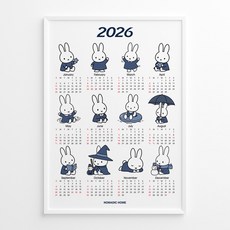 [2026년] 미피 캘린더 달력 인테리어 포스터 Miffy [Deep Blue], A3