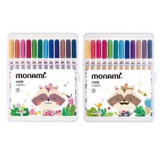 모나미 모니주 사인펜 핑크 블루 여아용 남아용 12색