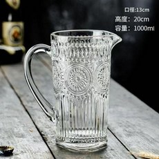 玻璃扎壺冷水壺 菱紋款 1000ml, 太陽花款, 1套, 1L
