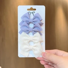 쿠쿠스토어 4//10Pcs 부드러운 목화 활 머리핀 소녀 달콤한 디자인 컬러 블록 섬세한 Hairgripe Barrettes, 09 A030-1
