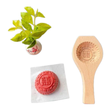 紅團印模實木雕刻模具 做出成品120克, 小號囍模具 - 做出成品60克, 1套