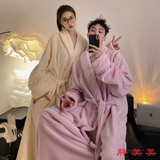 【M-5XL大尺碼】秋冬加厚珊瑚絨睡袍男女款，加大碼浴袍睡衣，胖MM居家服