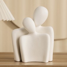인테리어 소품 모던 커플 허그 연인 포옹 오브제, 화이트+화이트