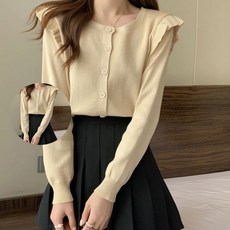 러블리 프릴 세미크롭 카디건 여자가디건