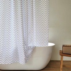 Geulrangaen 布料防水浴室浴簾, Z字形白色, 1個