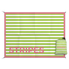 StarR 스트라이프 패턴 포켓 피크닉 돗자리, 핑크 + 그린