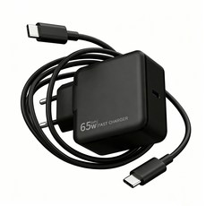 65W 질화갈륨 PDPPS 초고속 Type-C 충전기 + 65W C to C 1.5m 케이블, 1개, 블랙