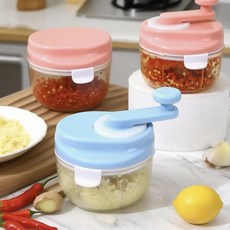 手搖搗蒜器神器廚房絞肉輔食多功能迷你破壁剝蒜器工具, 藍色:如圖