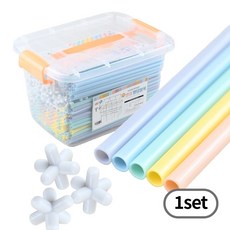 빨대 빌딩 블럭 놀이 어린이 스트로우 블록 창의 만들기 교구, 1세트, 파스텔 600pcs