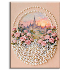 diyee 진주 보석십자수 캔버스형 30x40cm, 1세트, Z02 로즈 캐슬 1세트, Z02 로즈 캐슬