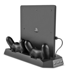 ICESPRING PS4 프로/슬림 2-in-1용 수직 스탠드 충전기 냉각 스테이션 듀얼 충전기 포트 및 USB 허브 포함 394895
