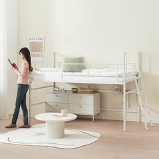 라자가구 안나 6단계 높이조절 2층 벙커침대 침대 프레임 S, 화이트