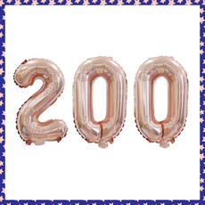 파티브로 숫자풍선 32인치(70cm) 생일 기념일 이벤트 포토존 꾸미기, 200일, 1개, 비비드로즈골드