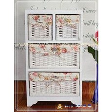 *︵House傢飾︵*鄉村風格 洗白籐籃(四籃)儲物櫃/收納櫃/斗櫃【 限量款/新發售 】, 1個