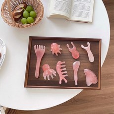 하루꿈 문어 괄사 마사지기 두피 얼굴 바디 전신 8종세트 마사지기, 핑크-02, 1세트