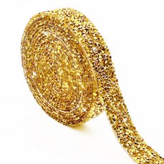 DIY 불규칙한 3mm 큐빅스티커 270cm 크리스탈 롤스티커, 골드 3cm