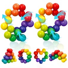 자폐 어린이를 위한 자폐 감각 장난감 어린이 성인용 피젯 장난감 3팩 ADHD 레인보우 볼 스트레스 장난감 교실 보물 상자 여행 필수품 진정 유아 부활절 바구니 스터퍼, 2팩