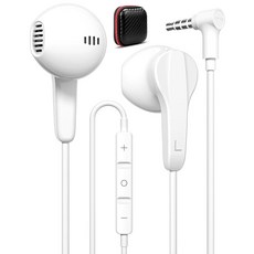 IMangoo 3.5mm Earbuds Wired with Carrying Case 3.5 mm Jack Corded Lightweight Headphones Aux Plug, 화이트