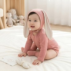 에뜨람 순면 아기 바디슈트 모자 3종 세트 보넷모자 우주복 실내복 신생아 백일 여아 남아 kc인증