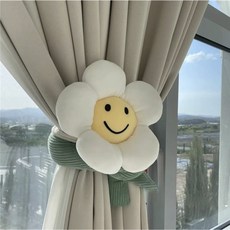 바이뷰틸리티 플라워 스마일 커튼 타이백 커튼 장식 인형, 옐로우, 1개