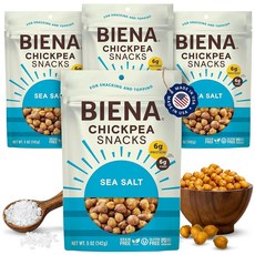 BIENA 병아리콩 간식 라킹랜치 5oz 4팩, 씨 솔트, 5 Ounce (Pack of 4)