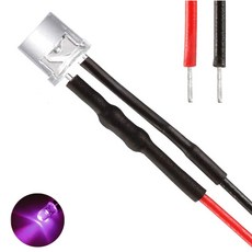 5V 5파이 퍼플 와이어 LED 플랫형 튜닝 조명 전자실습 모형용 부품, 10개