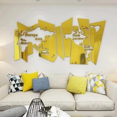 북유럽 인스 스타일 세계지도 아크릴 벽 스티커 스테레오 장식, 04 S-about 110x58cm, 02 Color 2, 한개옵션2