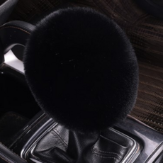 OFFCURVE 겨울 감성 털 보온 자동차 기어봉 커버 퍼 (오토매틱 수동 공용), 1개, 검정색