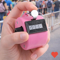 소품 수납 휴대용 인원 계수기 숫자 수동 카운터기 행사, 1개, 핑크