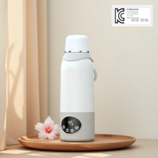 무선 휴대용 전기포트 가열식 텀블러 분유포트 온도조절 12000mAh KC 인증 배터리, 화이트