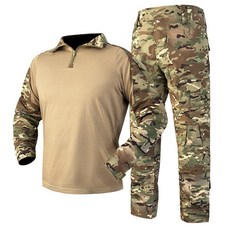 ANYOU 택티컬 전술 컴뱃셔츠 긴팔+팬츠 세트 아웃도어 군인 간부 강철부대 캠핑 카고 바지, G2-CP