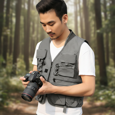 아웃도어 통기성 메쉬 조끼 그레이 XL 낚시용 가볍고 편리한