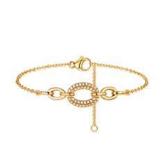 FETTERO 14k 도금 골드 타원형 3링 패션 팔찌