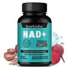 NAD+ 보충제 - 나이아신아마이드 뉴클레오사이드 레스베라트롤 케르세틴 등 식물영양 함유 - 세포에너지 증진 미토콘드리아 기능 지원 - 퓨어셀 Non-GMO, 1개, 60정