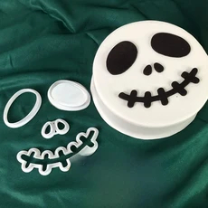 클래식 호박 유령 얼굴 케이크 해골 머리 건조 페이스트 커팅 금형 할로윈 장식 베이킹 도구 아메리칸 스, 03 클래식 찡그린 얼굴 케이크 4개세트