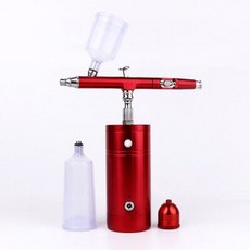도색 에어브러쉬 미니 충전식 페인트 스프레이 프라모델 도색 색칠, 레드 에어 펌프 세트